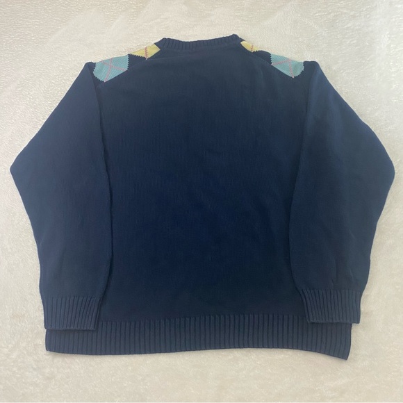 Geoffrey Beene Knit Argyle Sweater Pink Teal Easter Colorway Size XL Men's - Picture 6 of 9